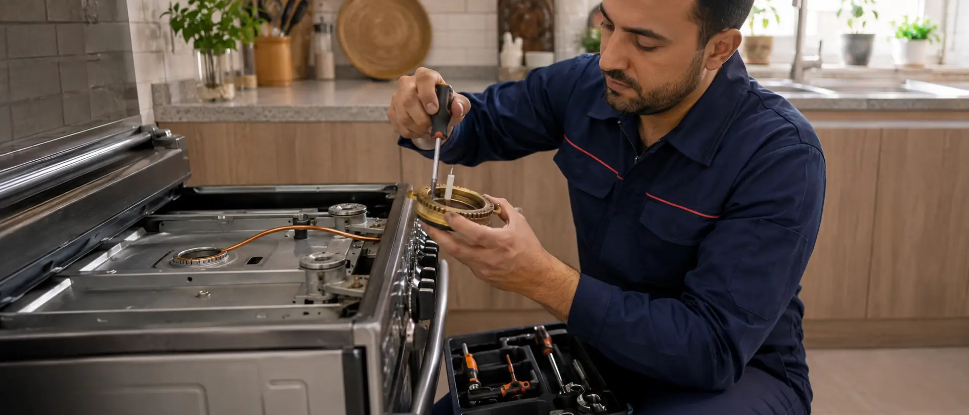 Fresh technician repairing a Fresh cooker ignition system