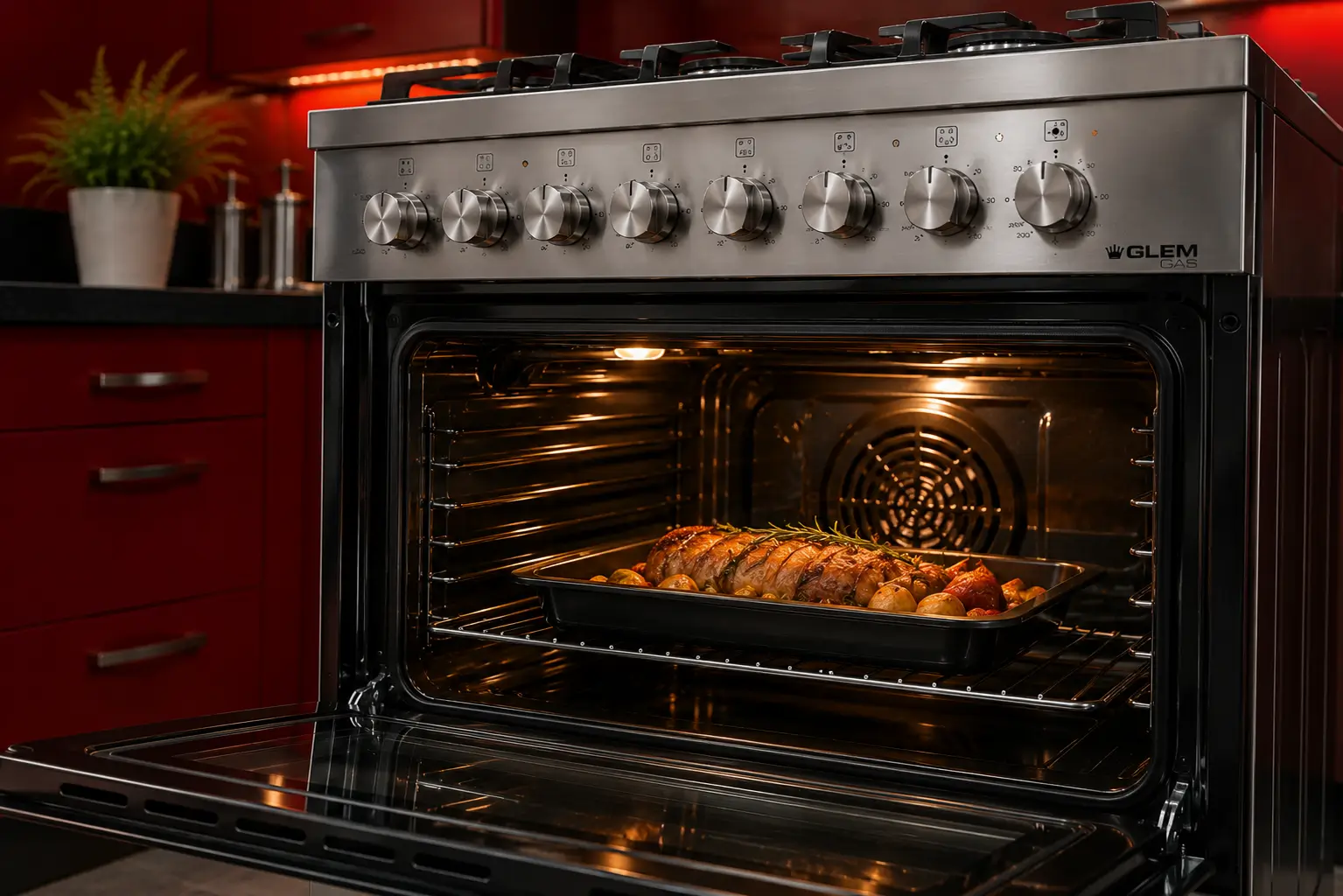 Glem Gas technician repairing an Italian Glem Gas oven