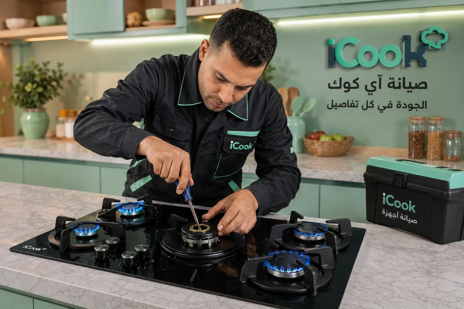 iCook technician removing a iCook built-in hob