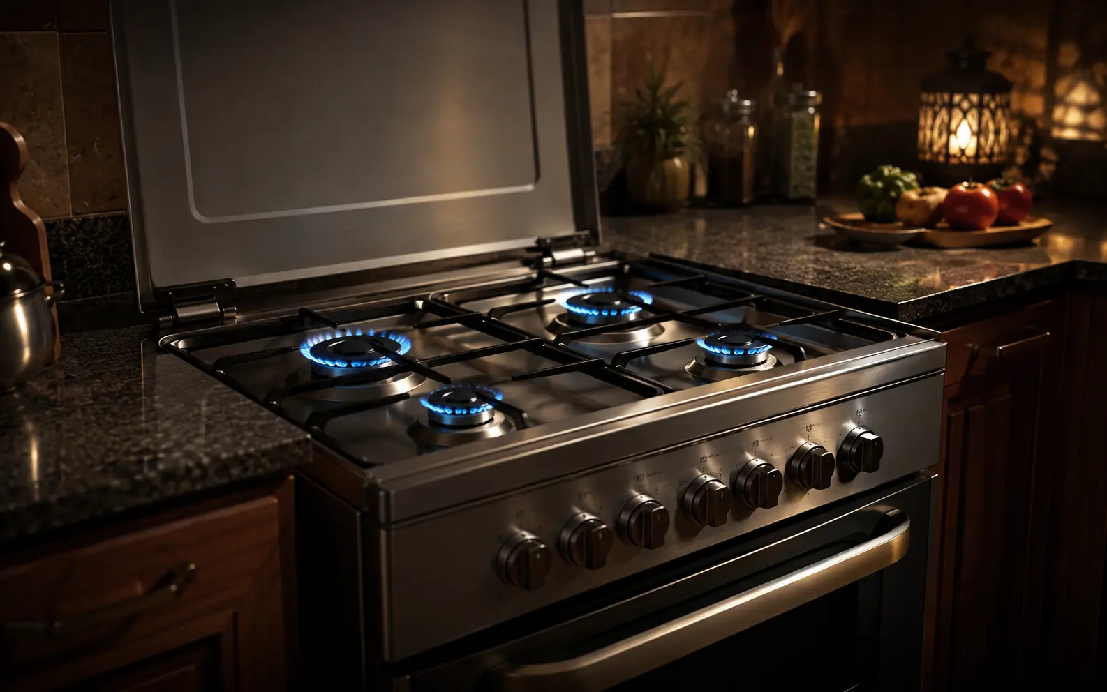 فني FixStove أثناء صيانة بوتاجاز 4 شعلة في المنزل