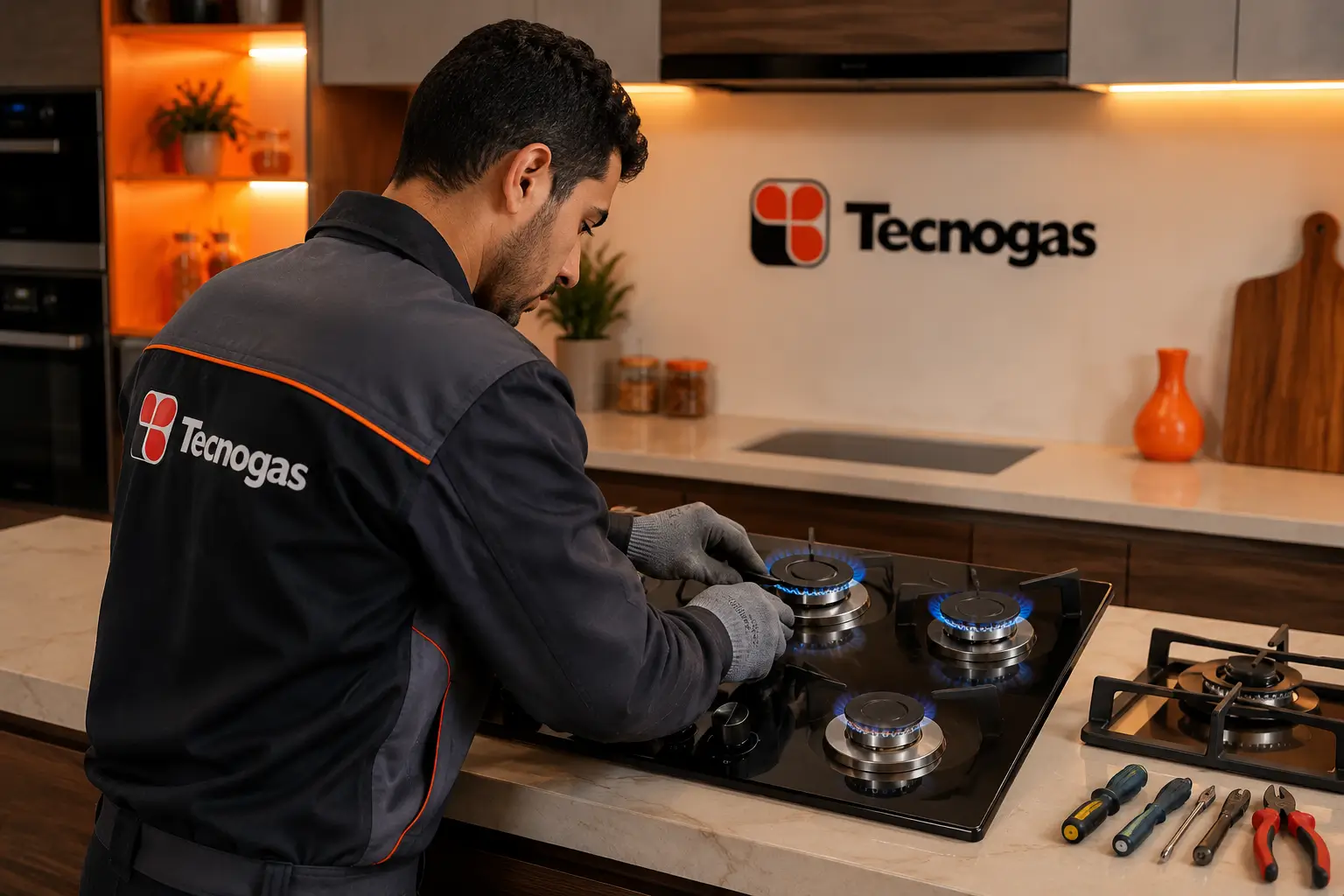 Tecnogas technician removing a Tecnogas built-in hob